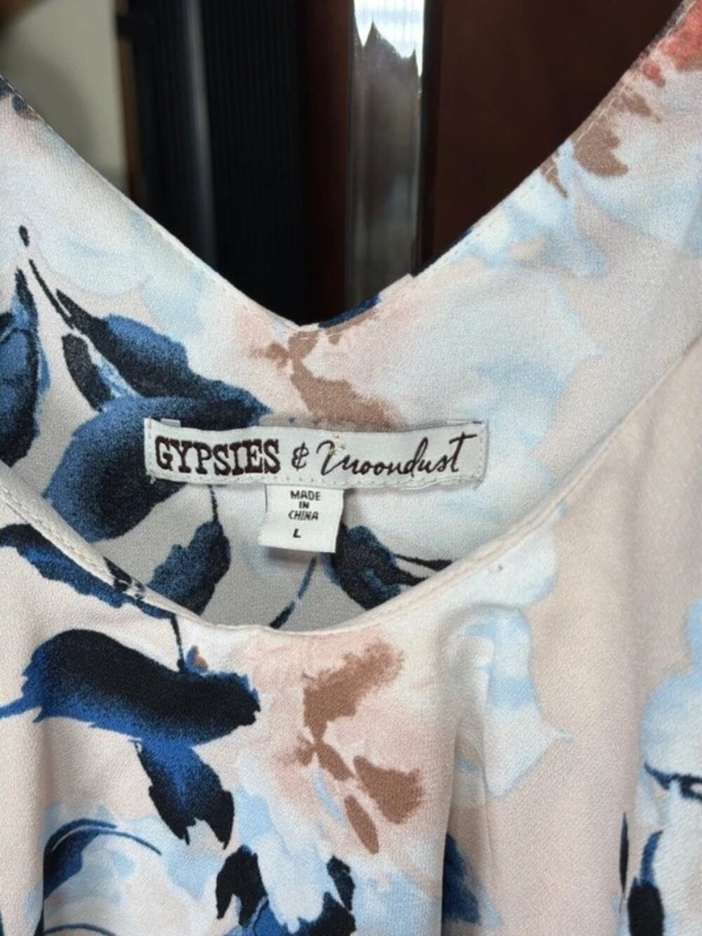Gypsies & Moondust Floral Maxi Dress Blush Blue Women's Large US 12-14 - Picture 5 of 7